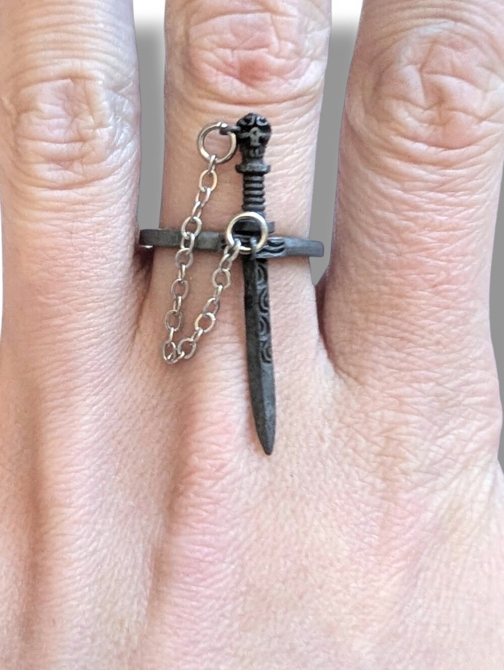 NWT Matte Black Sword and Sheath Ring Size 7